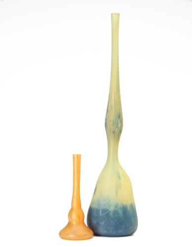 Appraisal: DAUM Two tall necked vases both with matte finish and