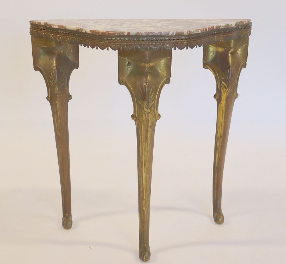 Appraisal: Bronze And Marbletop Demilune Console From a Queens estate -