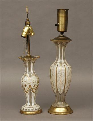 Appraisal: Pair of Frosted and Clear Glass Lamps