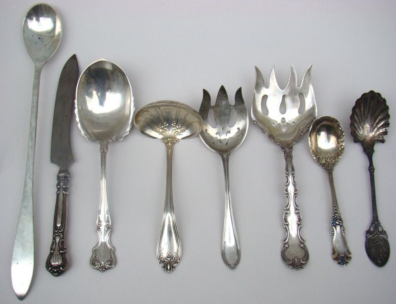 Appraisal: EIGHT STERLING SILVER SERVING PIECES By various makers including Reed