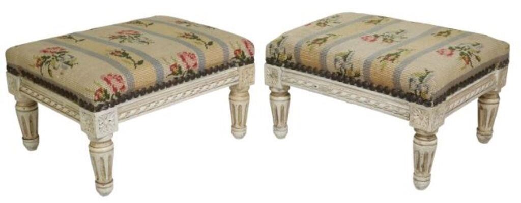 Appraisal: pair Petite French Louis XVI style painted footstools early th