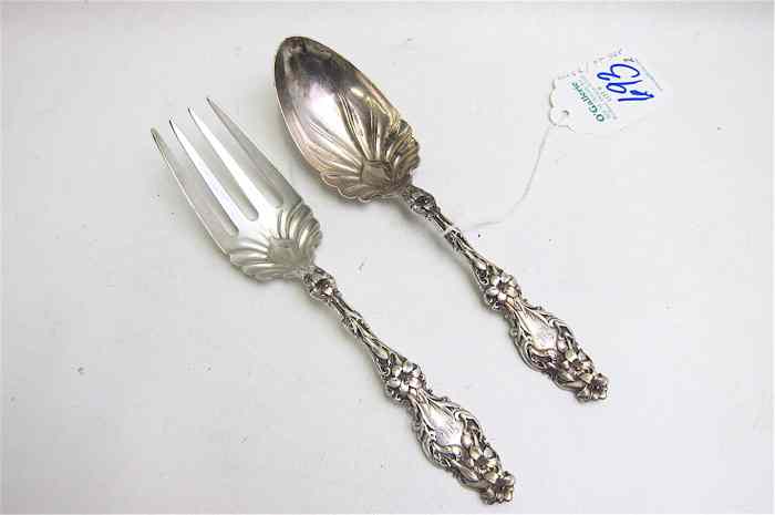 Appraisal: TWO PIECE WHITING SOLID STERLING SALAD SET in the ''Lily''