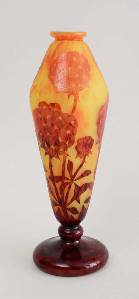 Appraisal: LE VERRE CHARDER CAMEO CUT GLASS VASE Signed in relief