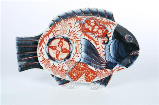 Appraisal: IMARI FISH PLATE Japanese th century Fish shaped dish with