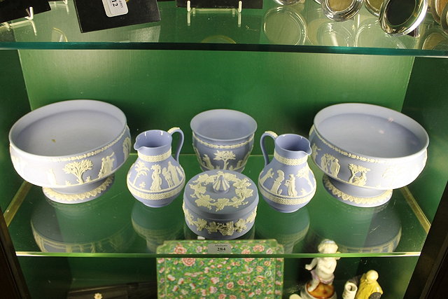 Appraisal: A COLLECTION OF SIX PIECES OF WEDGWOOD PALE BLUE JASPERWARE