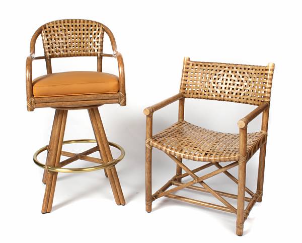 Appraisal: A group of two McGuire laced rawhide chairs comprising an