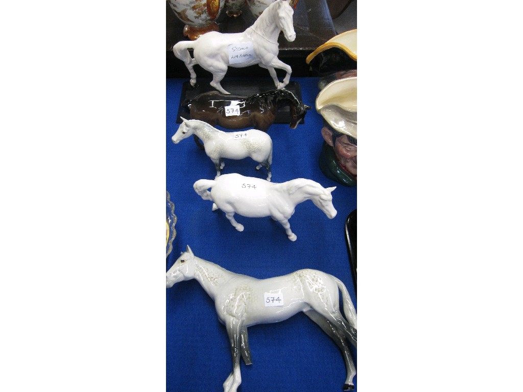 Appraisal: Lot comprising five assorted Beswick horses some def