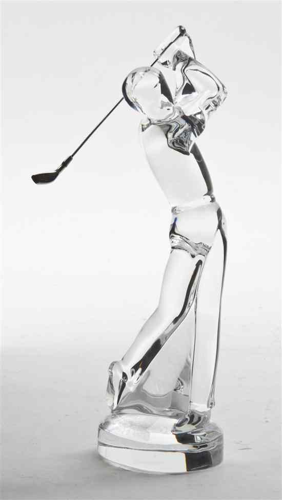 Appraisal: A Baccarat Glass Figurine depicting a golfer with a silvered