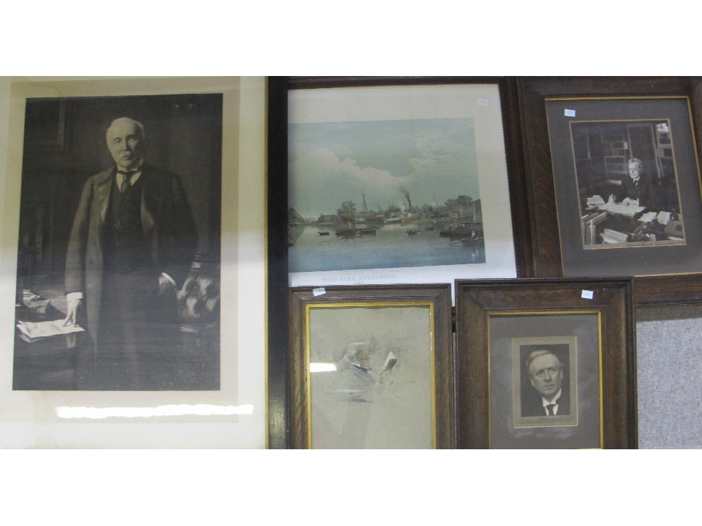 Appraisal: Lot comprising two engravings two autographed photographs and a lithograph