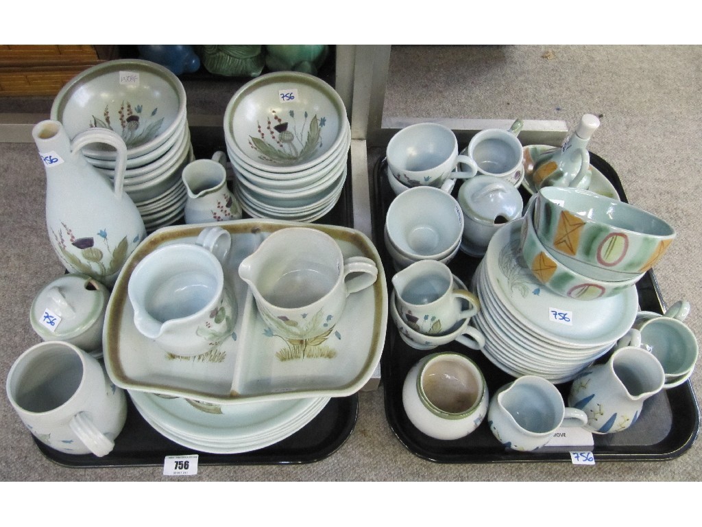 Appraisal: Two trays of assorted Buchan stoneware tea and dinnerwares