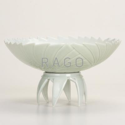 Appraisal: CLIFF LEE Celadon porcelain bowl on stand th of July