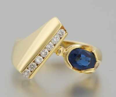 Appraisal: A Ladies' Sapphire and Diamond Ring k yellow gold sculpted