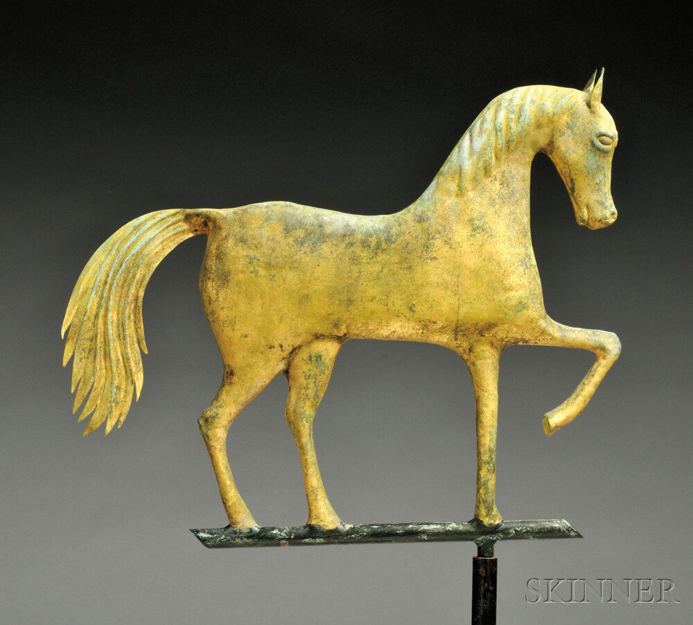 Appraisal: Gilded and Molded Copper Horse Weathervane America early th century