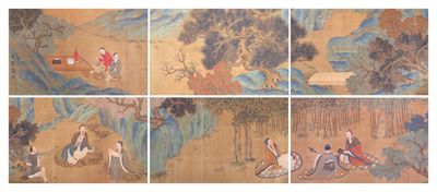 Appraisal: Two Chinese scroll paintings one depicting an extensive watery landscape