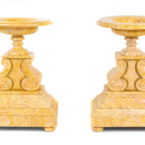 Appraisal: A Pair of Italian Marble Tazze Late th Century Height