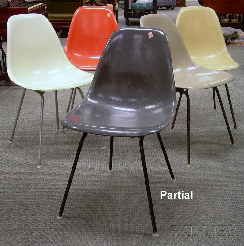 Appraisal: Eleven Eames Molded Fiberglass DAX Side Chairs c manufactured by