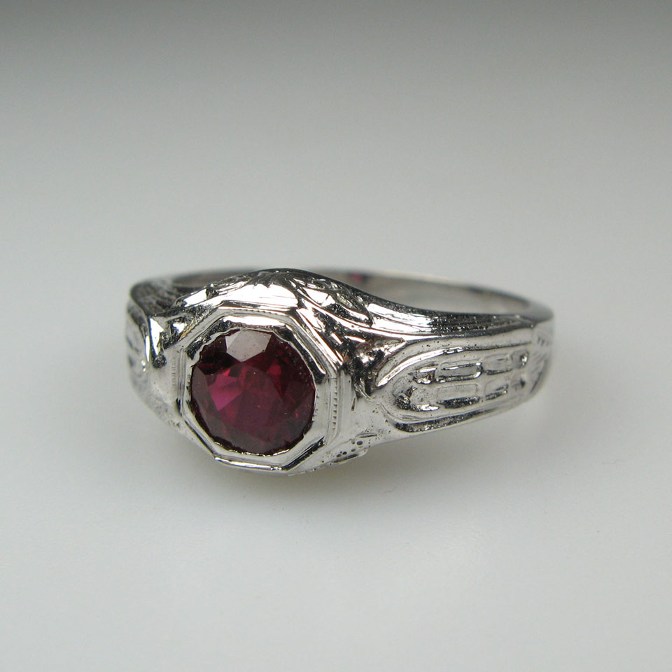 Appraisal: k White Gold Ring set with a full cut ruby