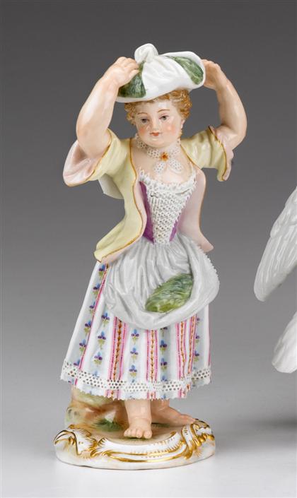 Appraisal: Meissen porcelain figure of a young girl th century Modeled