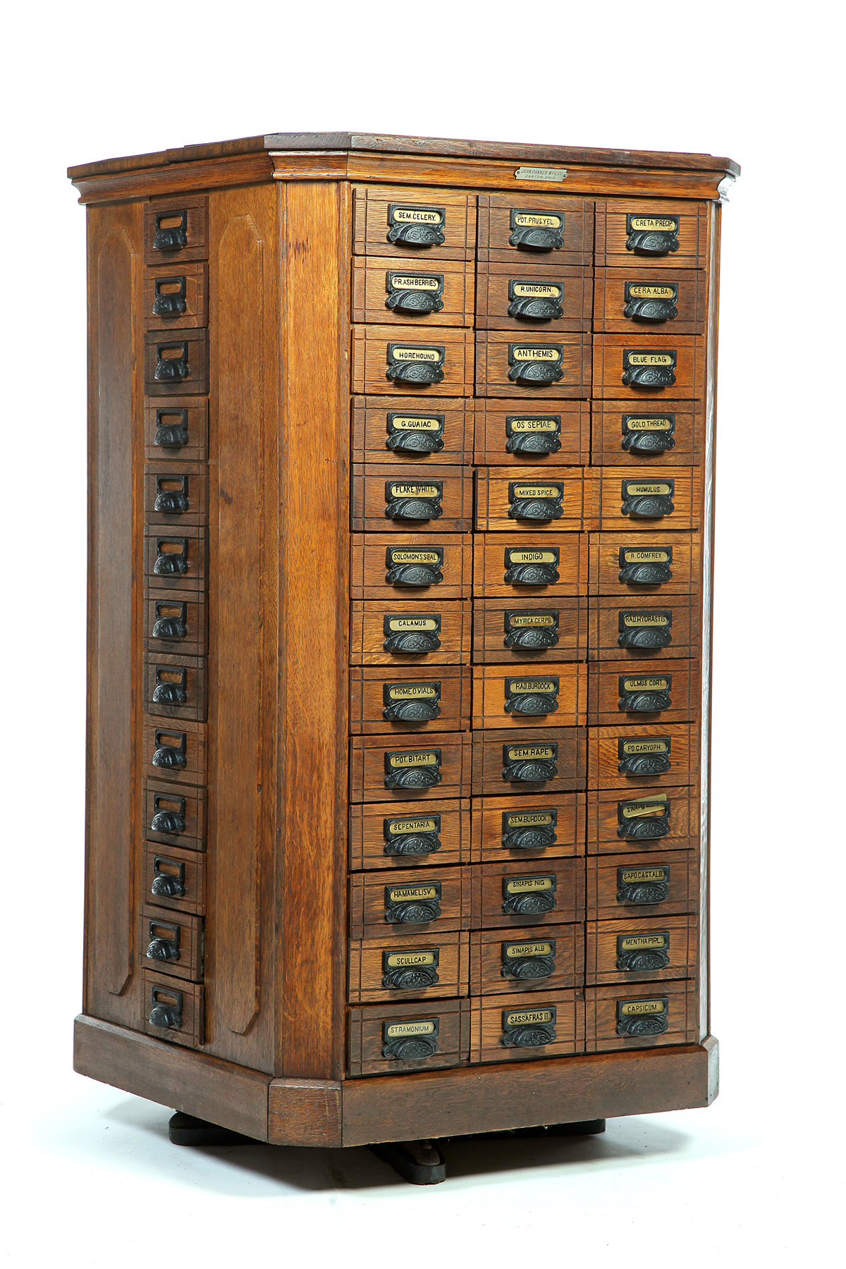 Appraisal: REVOLVING COUNTRY STORE SEED CABINET American ca oak One-hundred and