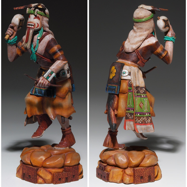 Appraisal: Contemporary Native American sculpture Hopi Kachina carved and painted wood