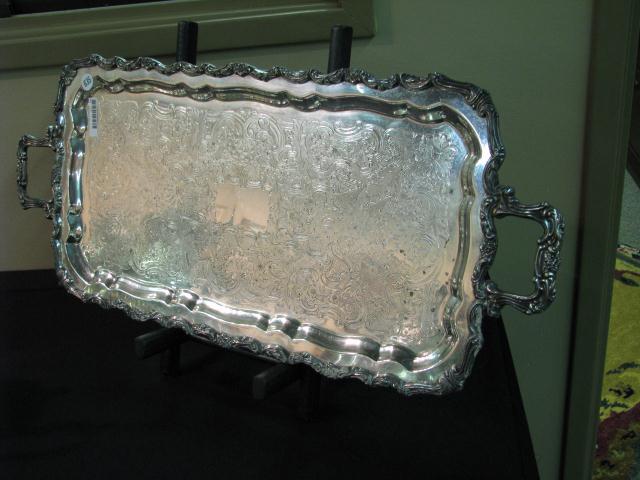 Appraisal: Silver Plate Footed Serving Tray unmarked