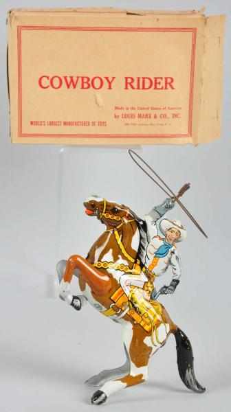 Appraisal: Tin Litho Marx Cowboy Rider Wind-Up Toy Description American Working