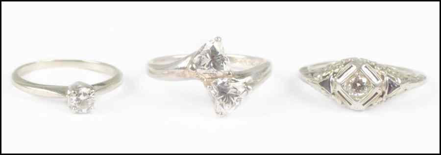 Appraisal: TWO DIAMOND AND WHITE GOLD RING Together with a stering