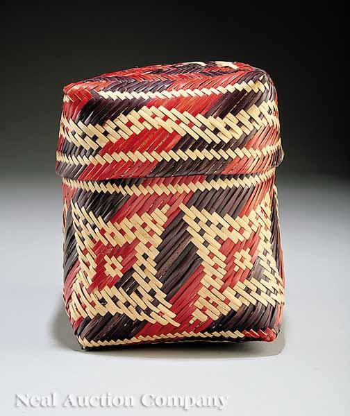 Appraisal: A Chitimacha Double Weave Lidded Basket attributed to Ada V