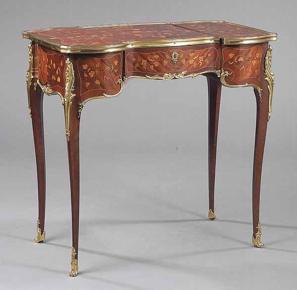 Appraisal: A Fine Louis XV-Style Bronze-Mounted Kingwood and Marquetry Poudreuse late