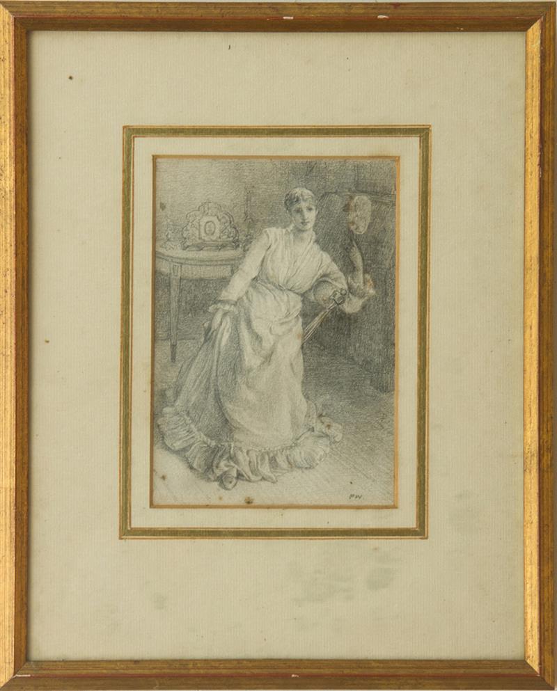 Appraisal: FREDERICK WALKER - MISS ANSDELL Pencil on paper laid down