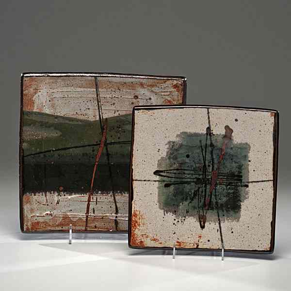 Appraisal: Albert Green - USA Pair of Square Plattersca - Stoneware