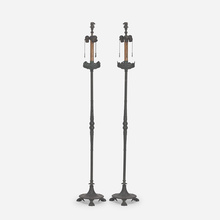 Appraisal: Segar Studios FLOOR LAMPS PAIR USA c patinated metal h