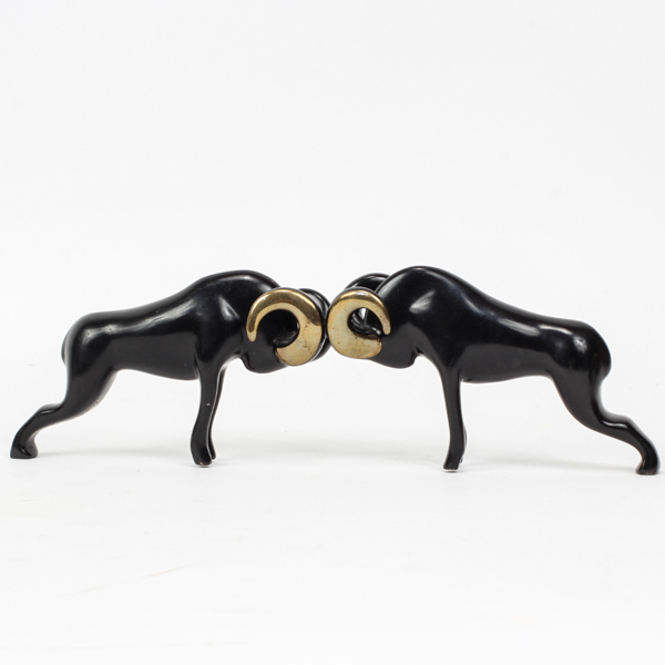 Appraisal: Loet Vanderveen modern bronze rams Signed and numbered H x