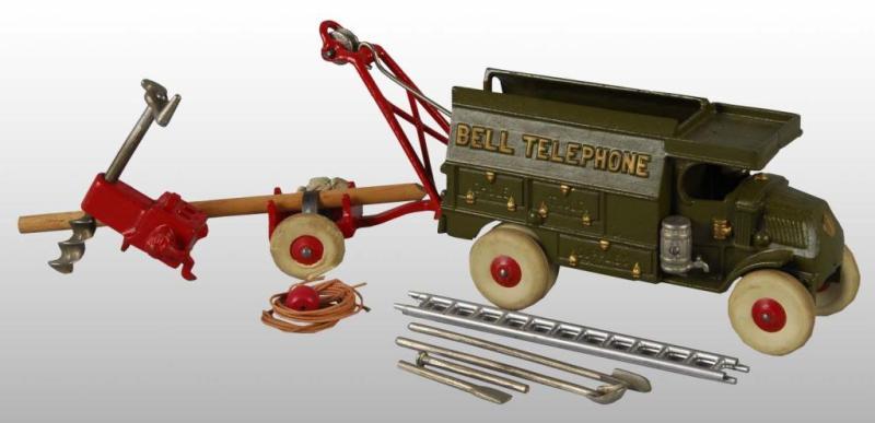 Appraisal: Cast Iron Hubley Bell Telephone Truck Toy Description American Largest