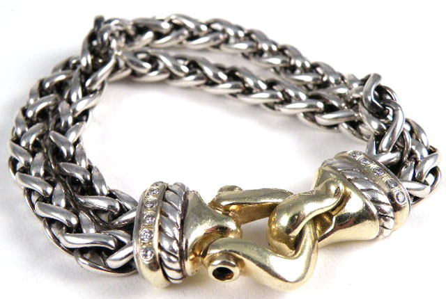 Appraisal: DAVID YURMAN STERLING SILVER AND FOURTEEN KARAT GOLD BRACELET classic