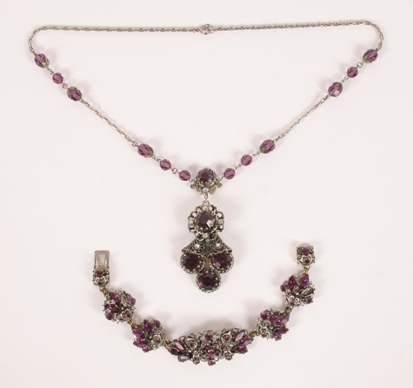 Appraisal: Lot of two pieces Art Deco amethyst crystal jewelry Necklace