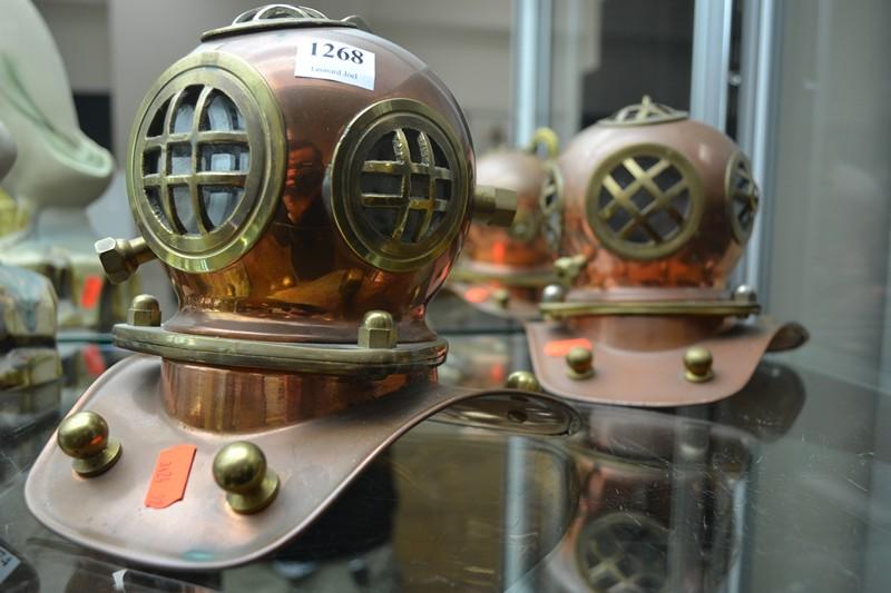 Appraisal: A PAIR OF VINTAGE COPPER AND BRASS DIVERS HELMETS