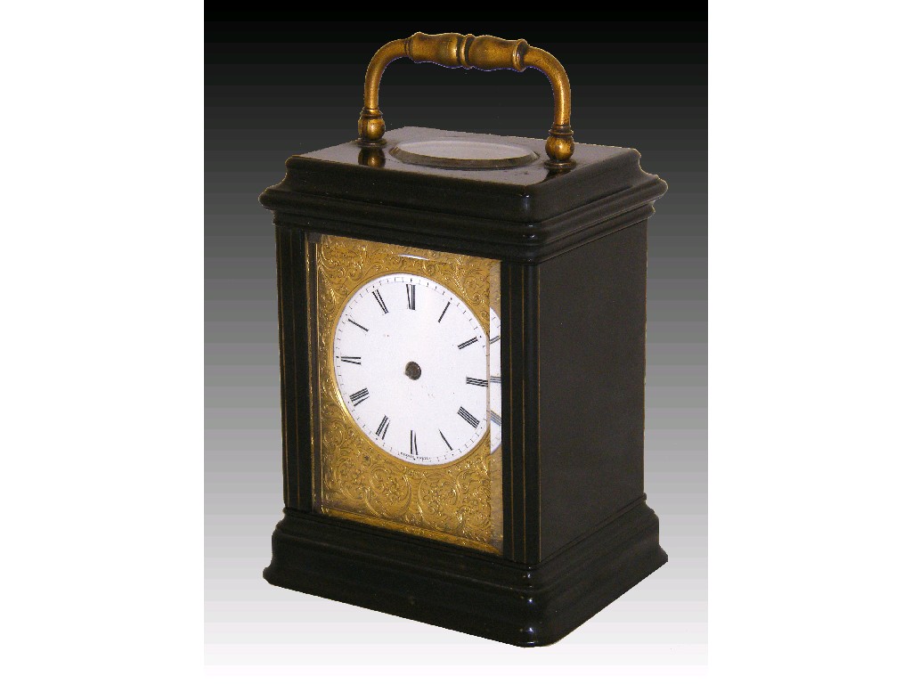 Appraisal: Fine French ebonised carriage timepiece striking on a bell the