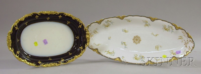 Appraisal: Limoges Decorated Porcelain Platter and Fish Platter