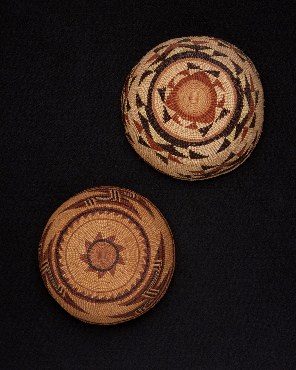 Appraisal: Two polychrome Hupa Yurok Karuk basket hats First-quarter th Century