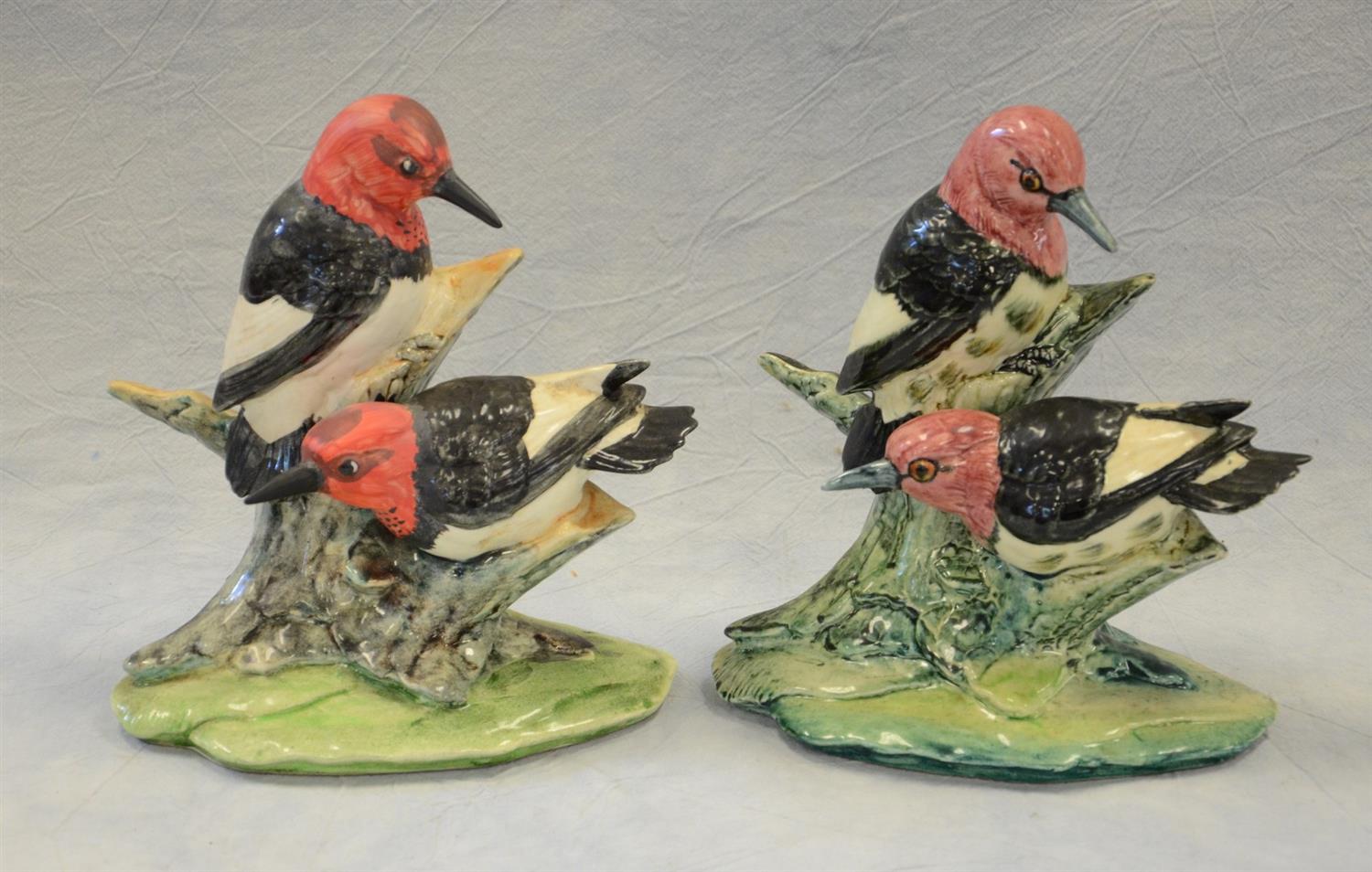 Appraisal: Stangl Double Red-Headed Woodpeckers D one matte and one glossy