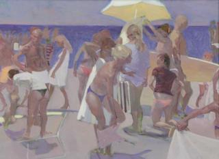 Appraisal: BAXTER Robert Oil on Canvas A Day at the Beach