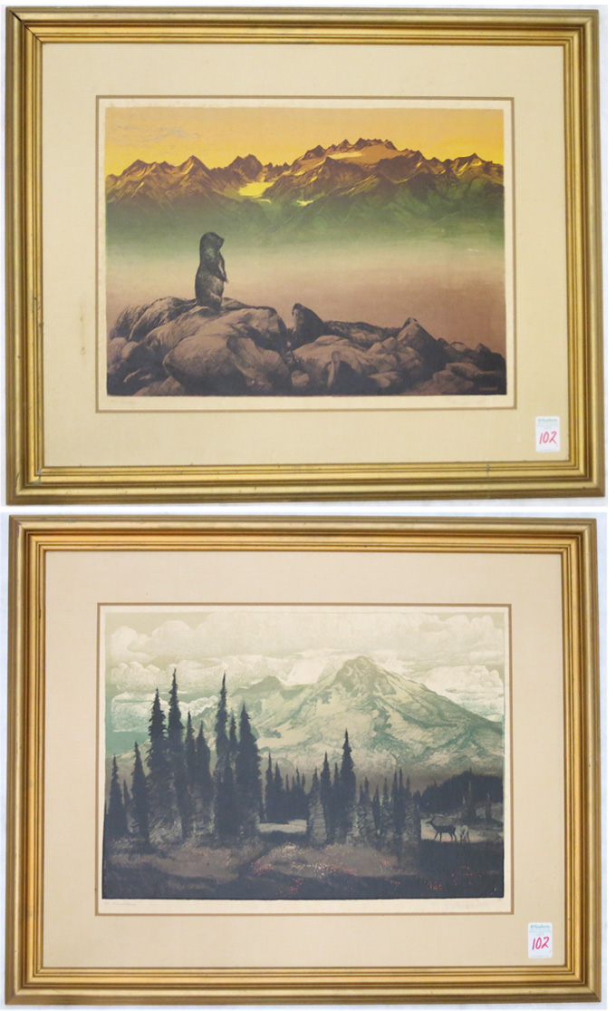 Appraisal: ELTON BENNETT TWO SERIGRAPHS Washington - The Mountain - x