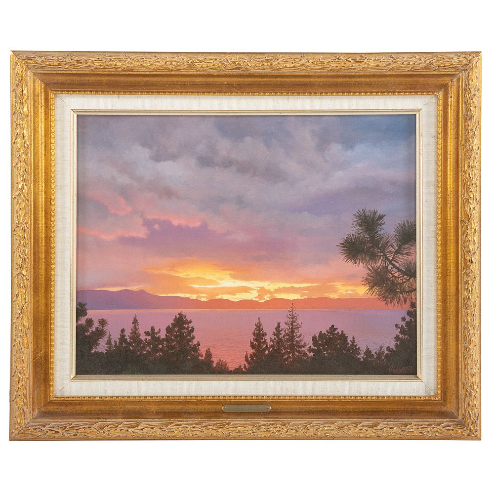 Appraisal: Jean Guay Sunset Tahoe oil on canvas American c -