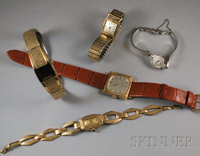 Appraisal: Five Lady's Wristwatches a kt white gold and diamond Girard