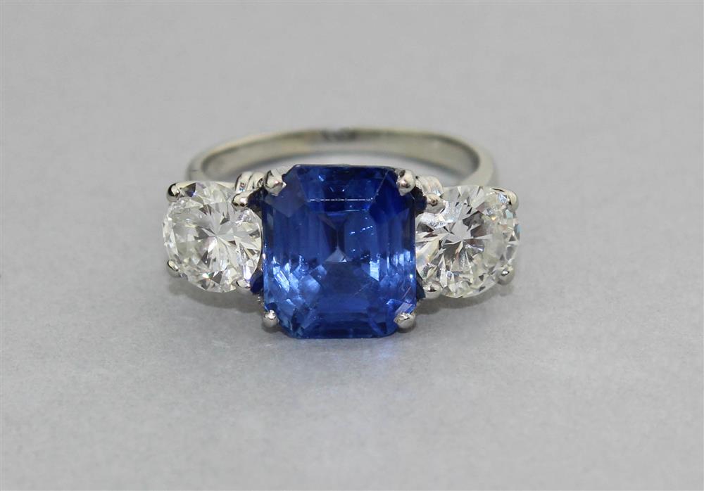 Appraisal: K WHITE GOLD CEYLON BLUE SAPPHIRE AND DIAMOND RING the