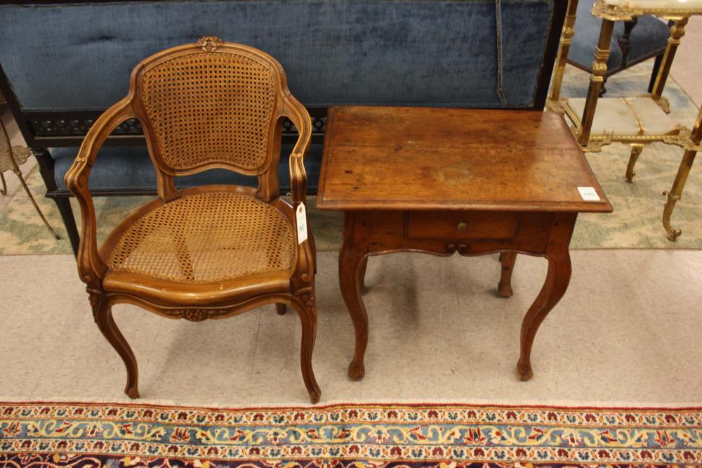 Appraisal: LOUIS XV STYLE ARMCHAIR AND WRITING TABLE French late th