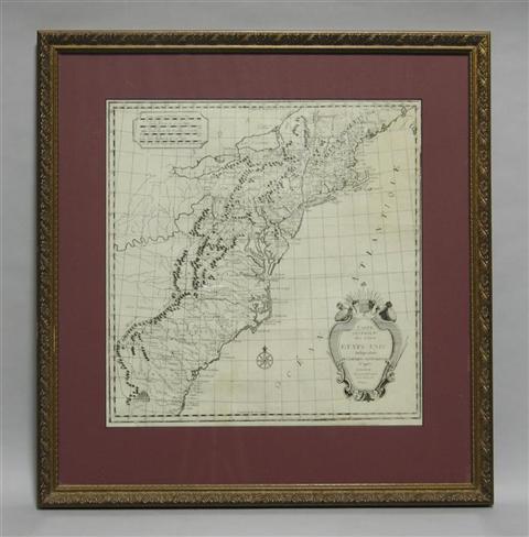 Appraisal: EARLY FRENCH MAP OF US After Carte Generale des Treize