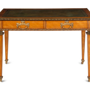 Appraisal: An English Gilt Bronze Mounted Satinwood Writing Table in the