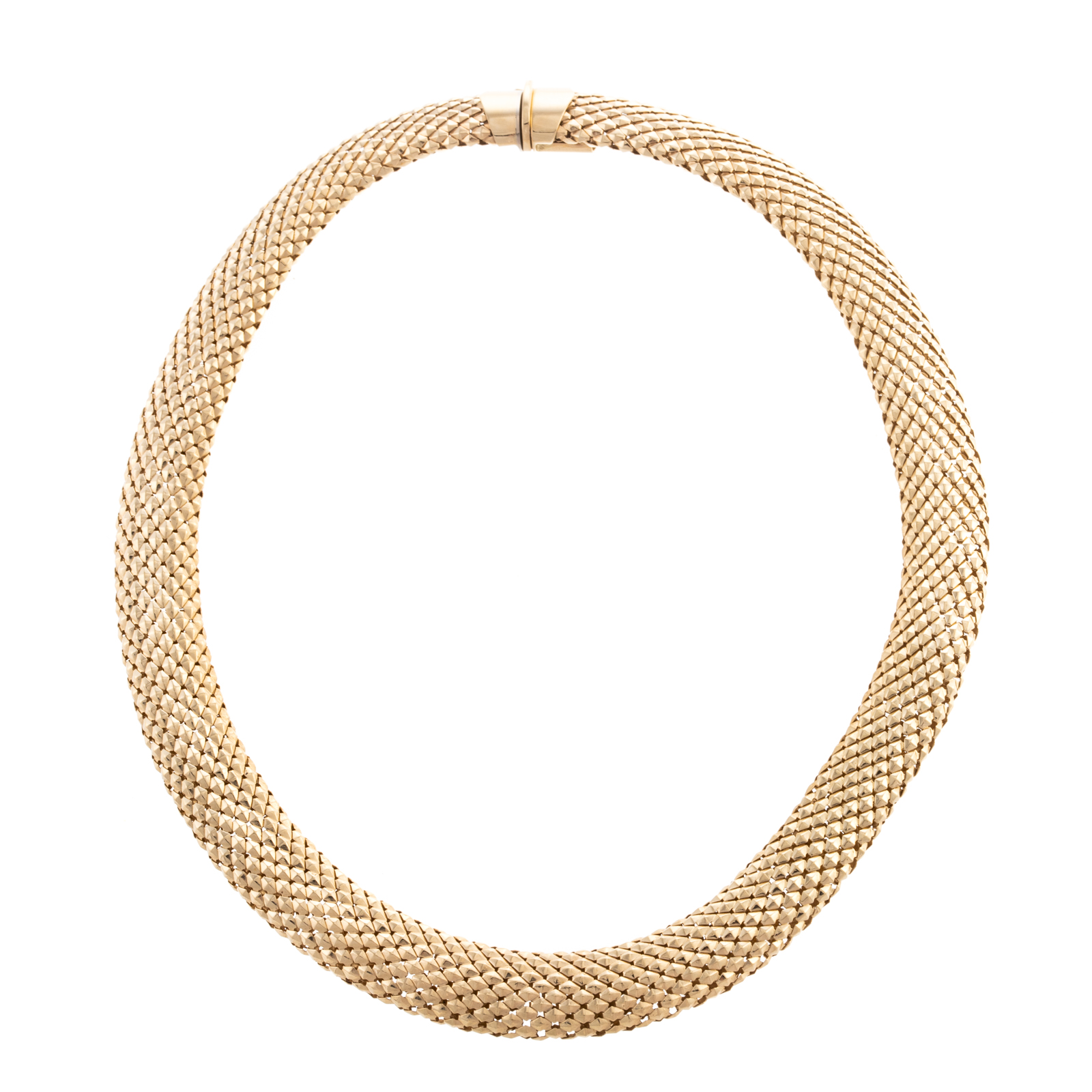 Appraisal: AN ITALIAN FLEXIBLE MESH WIDE LINK COLLAR K yellow gold